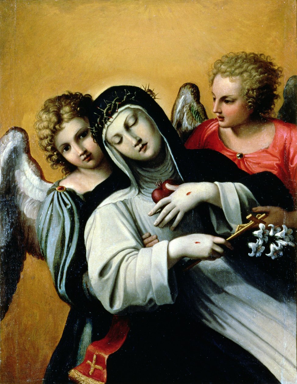 圣凯瑟琳的狂喜（布面油画） 作者 阿戈斯蒂诺·卡拉奇（Agostino Carracci）