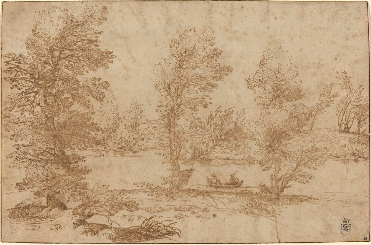 带船的林地河 作者 阿戈斯蒂诺·卡拉奇（Agostino Carracci）