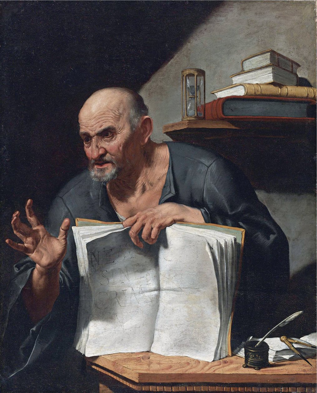 Dionysius Cato（3 世纪或 4 世纪） - Agostino Scilla 的绘画（1629-1700），- 布面油画，98.5x80.6 - 私人收藏 作者 Agostino Scilla