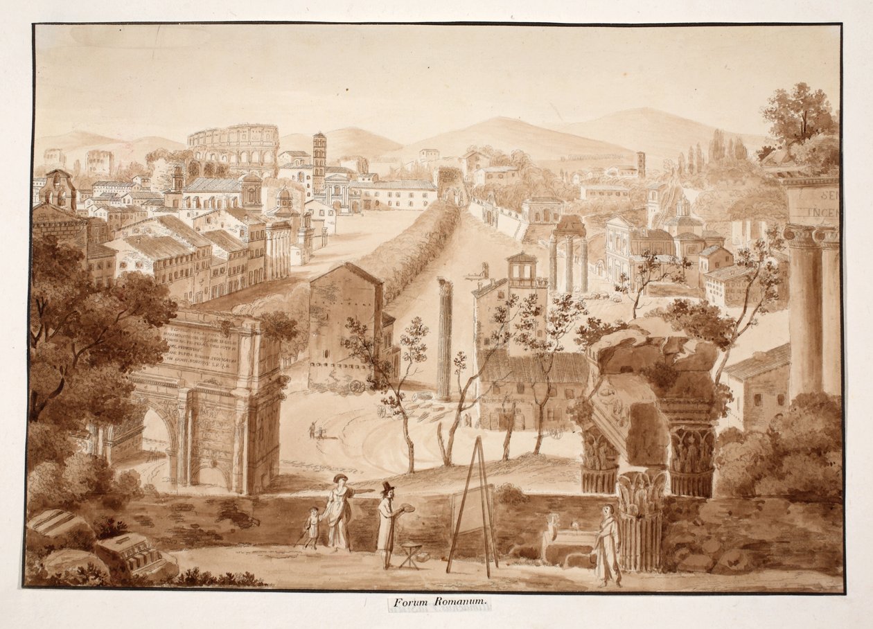 Forum Romanum，1833年（用棕色水洗蚀刻） 作者 阿戈斯蒂诺·托法内利