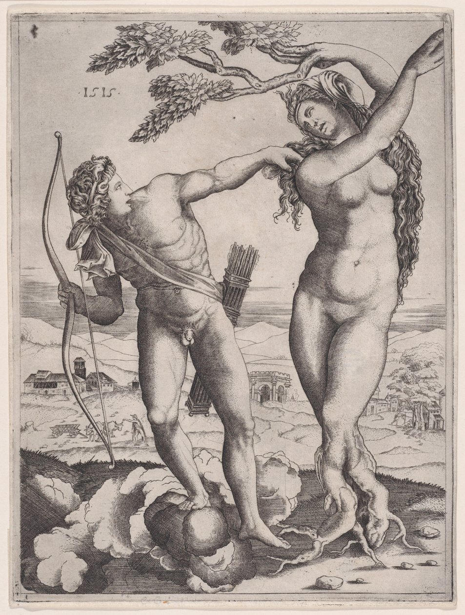 Apollo and Daphne, dated 1515., dated 1515. 作者 阿戈斯蒂诺·韦内齐亚诺