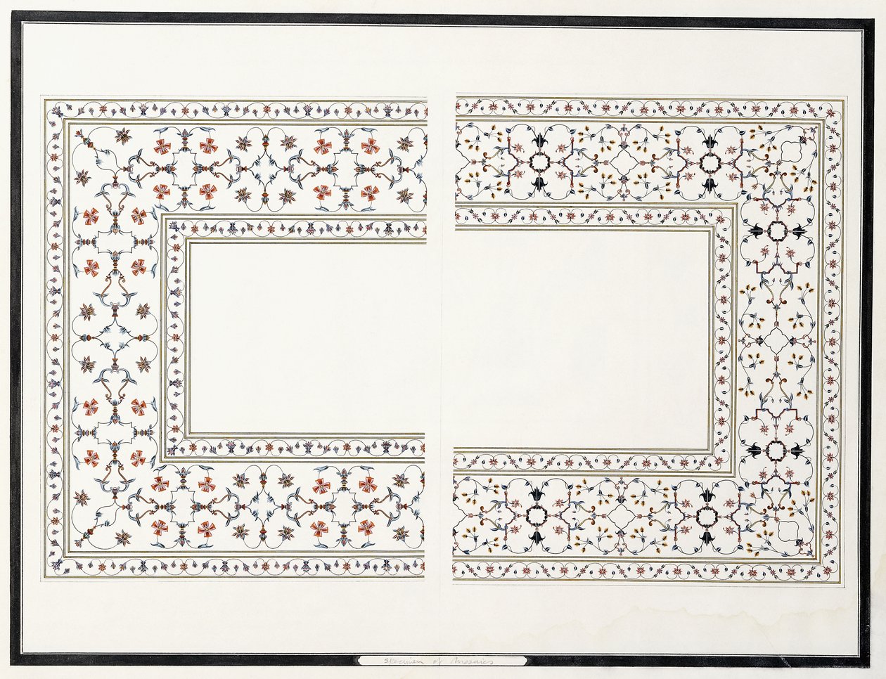 马赛克标本，来自皇帝陵墓，c。 1815年 作者 阿格拉学校