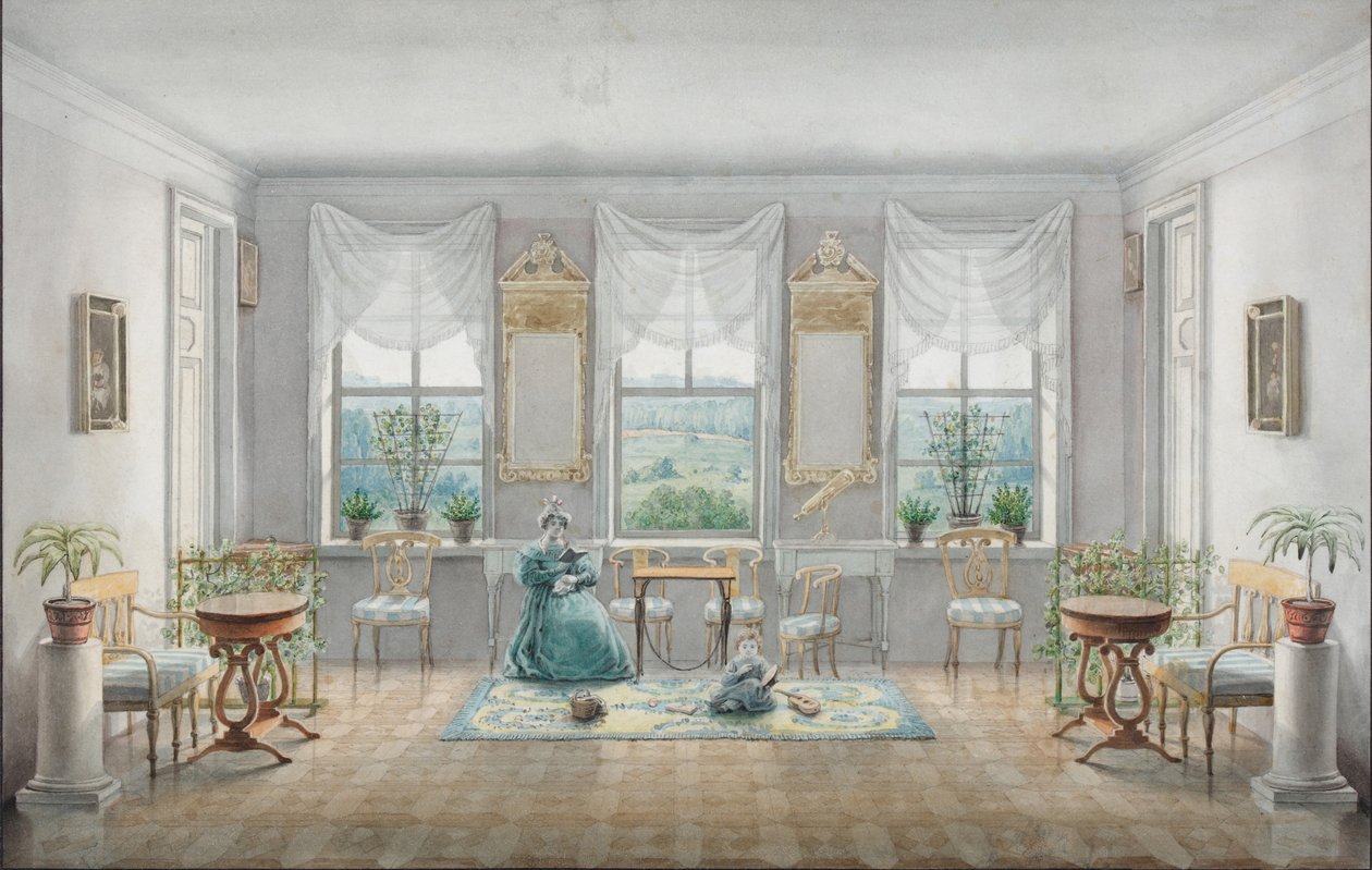高尔基庄园的画室，1831年 作者 阿格拉菲娜·德米特里耶夫娜·布拉戈沃