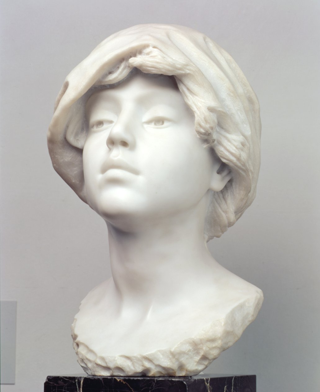 Fichu的年轻女孩，19世纪90年代初（大理石） 作者 艾梅·朱尔斯·达卢