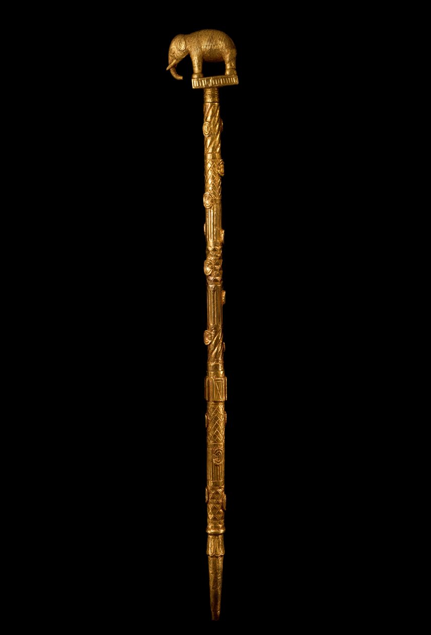 语言工作者与大象Finial，加纳，1890年（木和金叶） 作者 阿寒学校