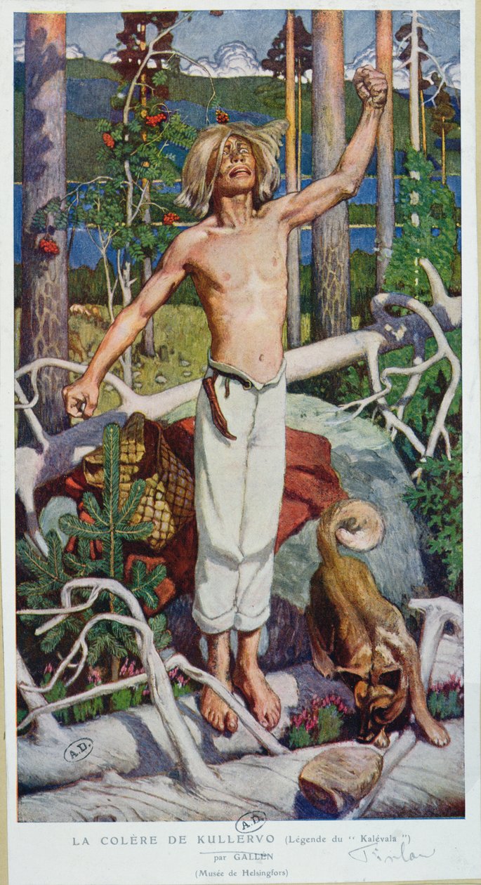 来自&39;Kalevala&39;的Kallervo的愤怒，由Elias Lonnrot（1802-84）编辑和编辑，于1908年在芬兰出版 作者 阿克塞利·瓦尔德马尔·加伦·卡莱拉