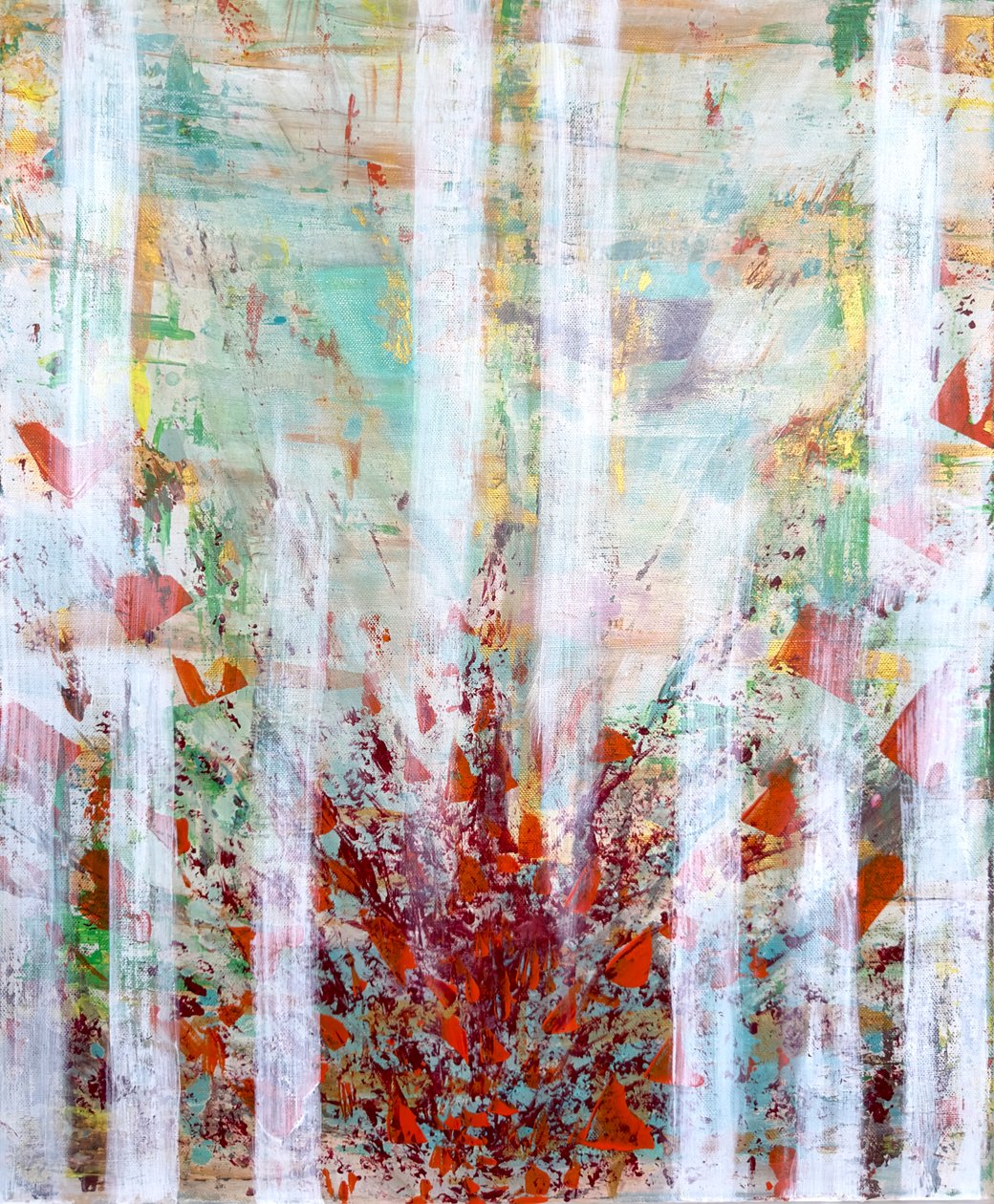 花开，2023 年（丙烯酸画布） 作者 阿克图尔克·亚塞明