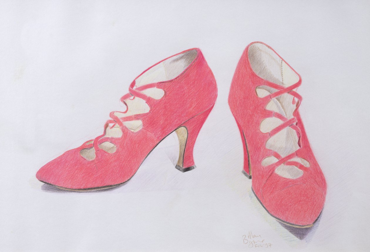 Pink Shoes，1997（彩色铅笔在纸上） 作者 艾伦·伯恩