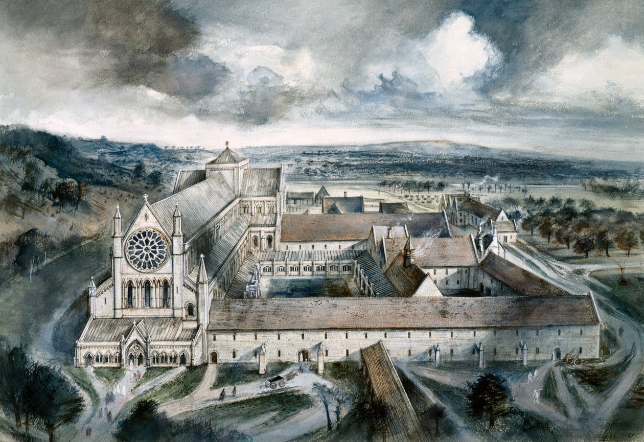 Byland Abbey，1539年，约1960年代 作者 艾伦·欧内斯特·索雷尔