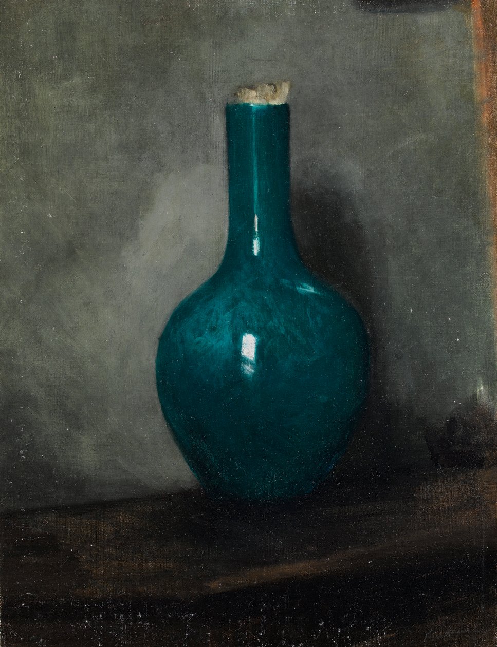 在灰色背景的蓝色花瓶，c.1885 作者 阿尔伯特·德·贝勒罗什