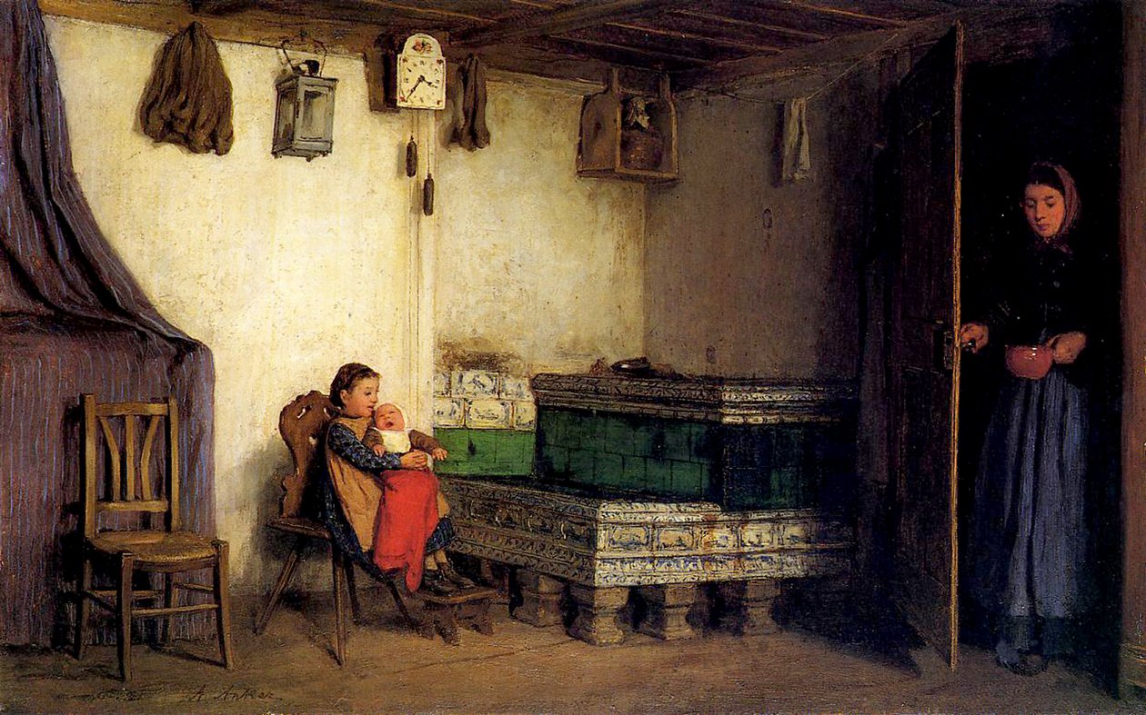 一个村庄的内部，c.1870-77 作者 阿尔伯特·安克