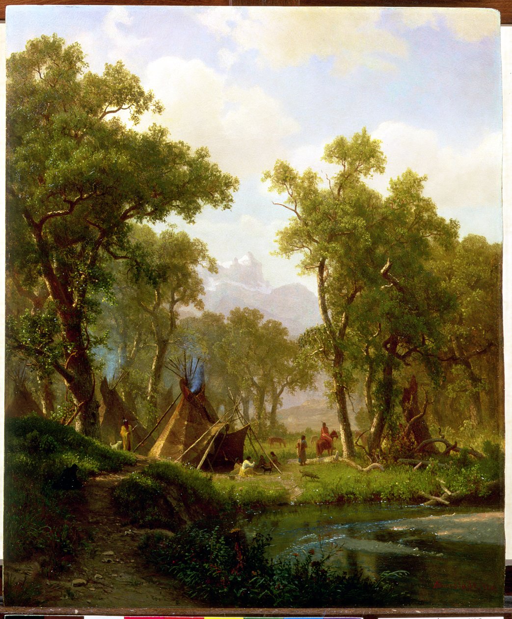 印第安营地，肖肖尼村，1860年 作者 阿尔伯特·比尔施塔特