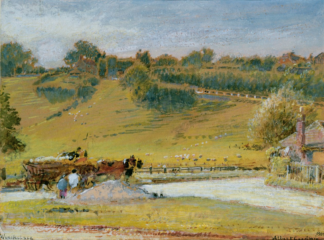 Winchelsea，1909年（wc＆bodycolour，铅笔在纸上） 作者 阿尔伯特·古德温
