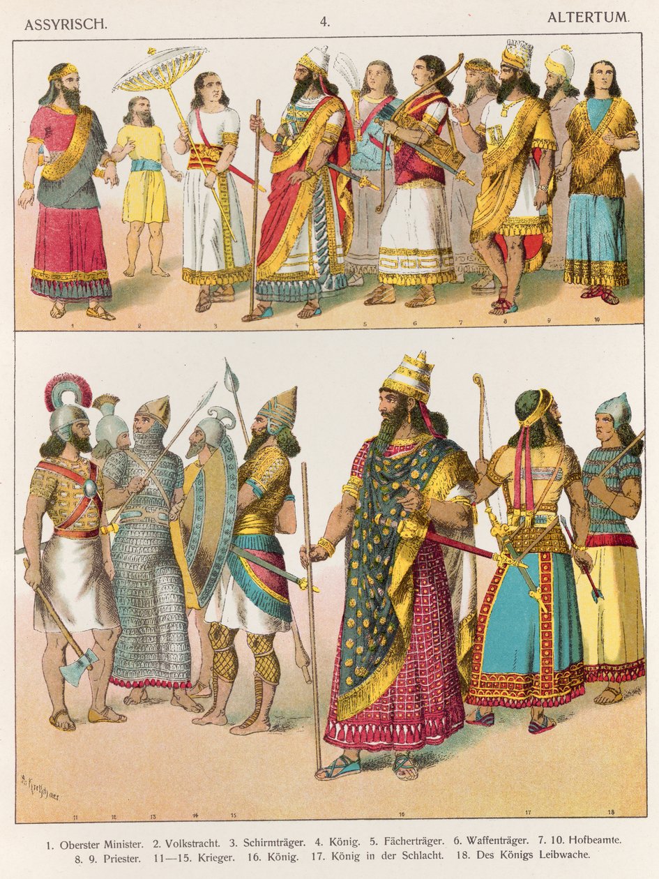 Assyrian Dress，来自&39;Trachten der Voelker&39;，1864年 作者 阿尔伯特·克莱奇默
