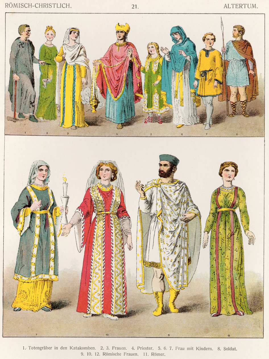 Christian Roman Dress，来自&39;Trachten der Voelker&39;，1864年 作者 阿尔伯特·克莱奇默