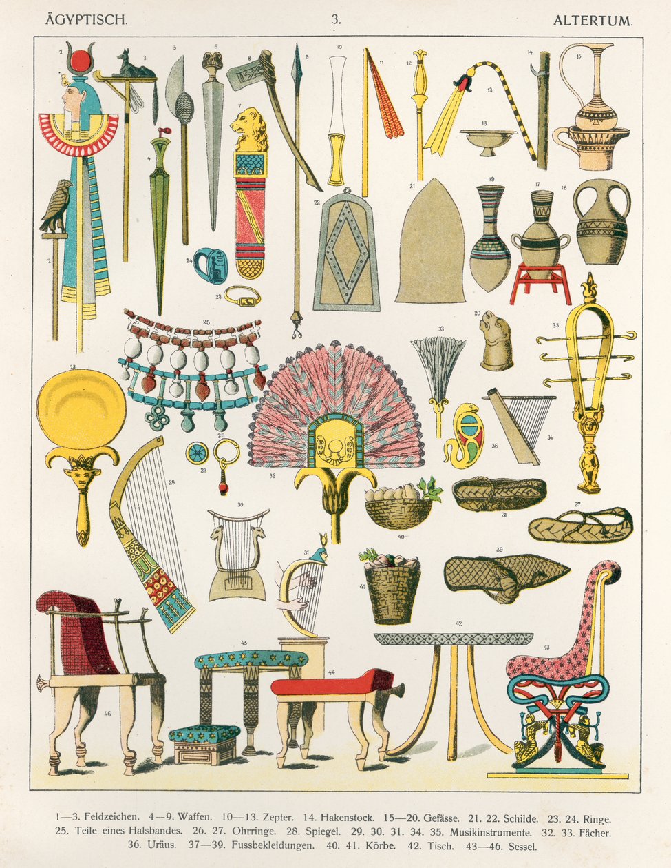 埃及配件，来自&39;Trachten der Voelker&39;，1864年（彩色石版画） 作者 阿尔伯特·克莱奇默