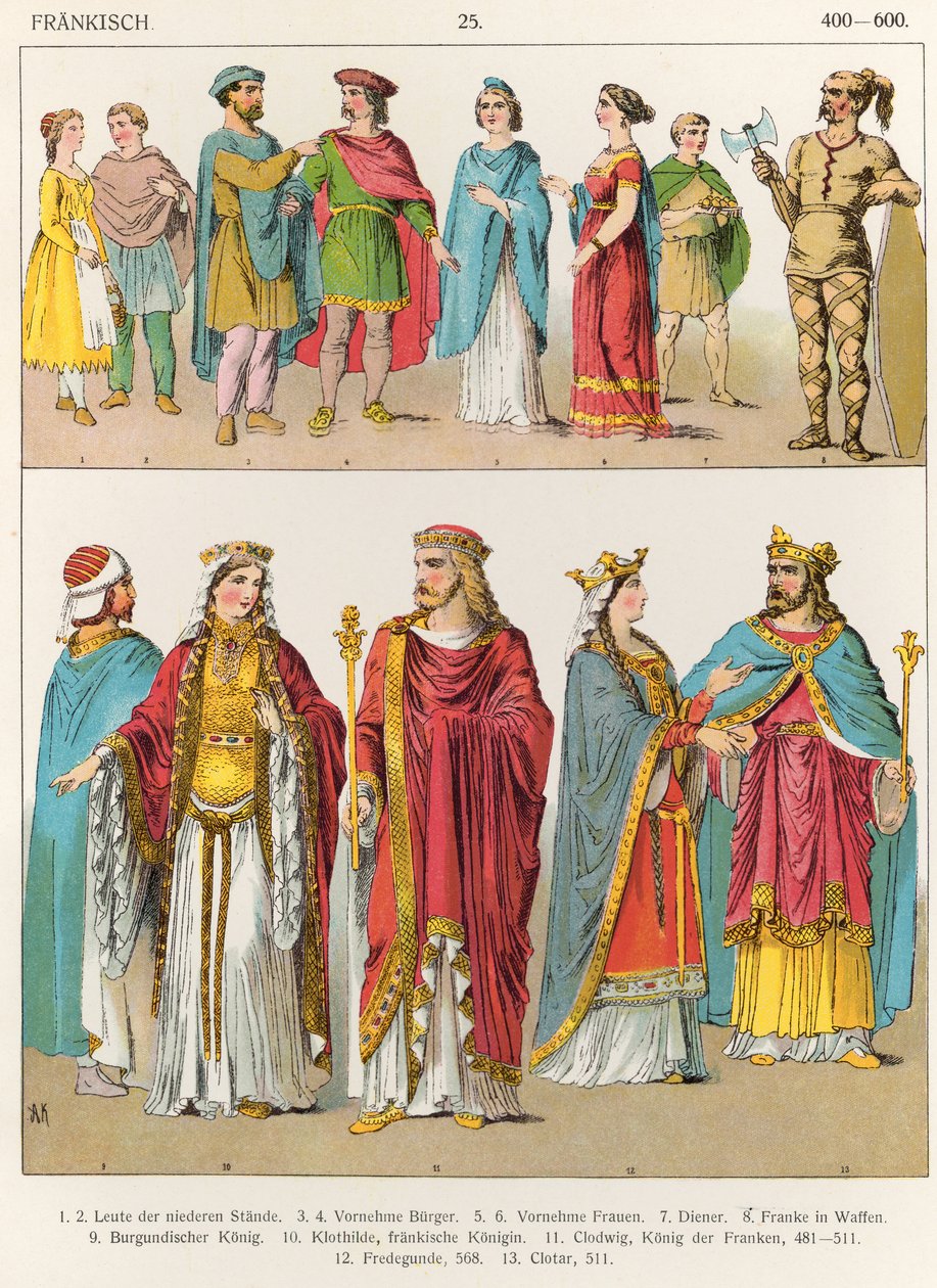 法兰克服饰，来自&39;Trachten der Voelker&39;，1864年 作者 阿尔伯特·克莱奇默
