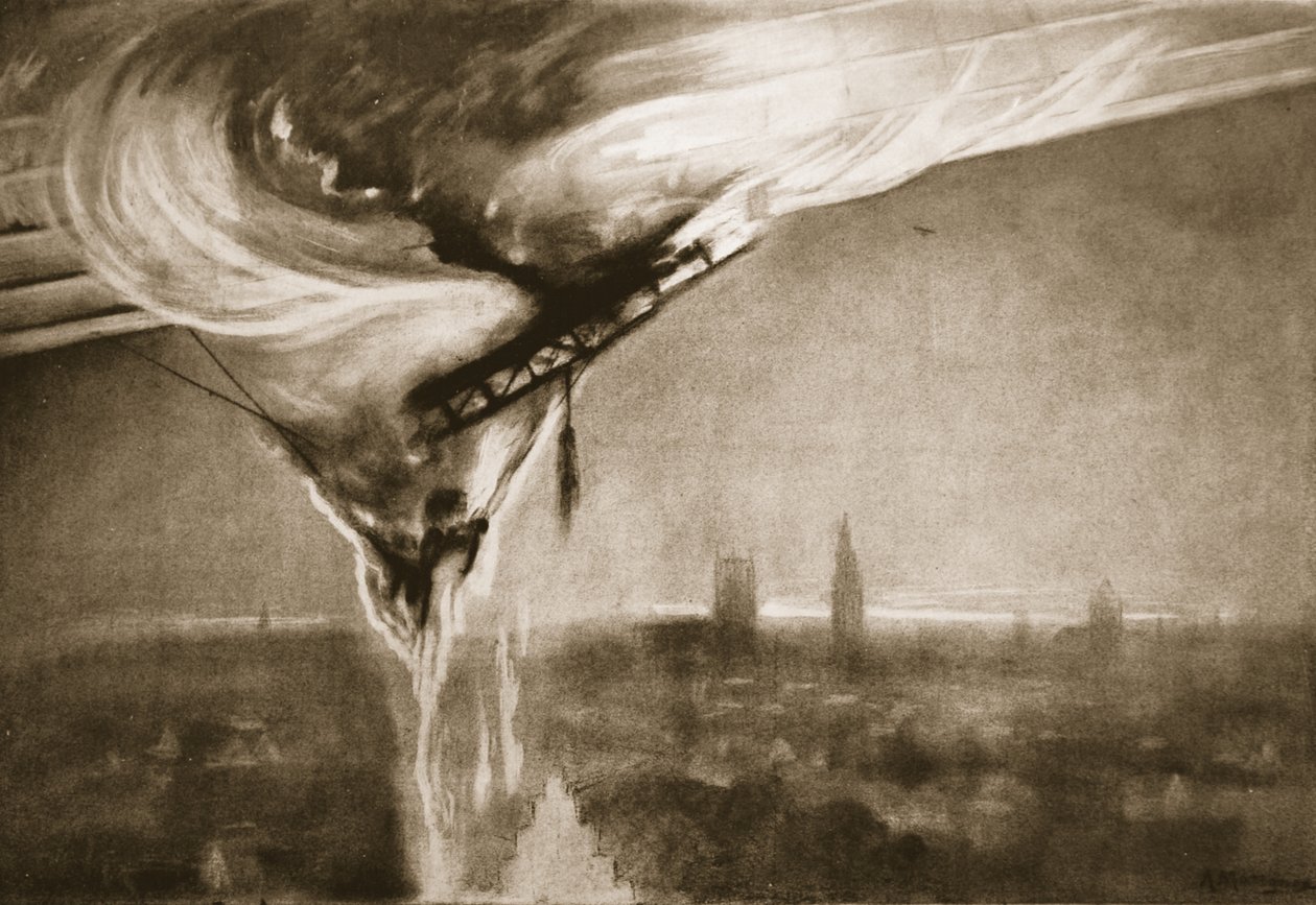 Zeppelins秋季，1915年 作者 阿尔伯特·马蒂尼翁（Albert Matignon）