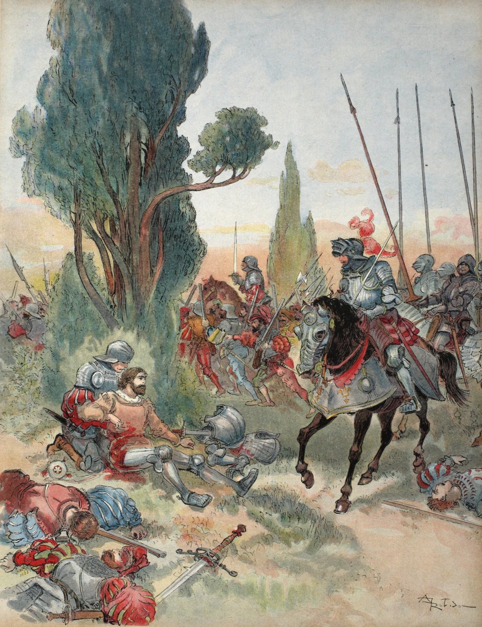 贝亚德之死，弗朗索瓦一世的插图：国王骑士，乔治G. Toudouze，酒吧。 1909年 作者 阿尔伯特·罗比达