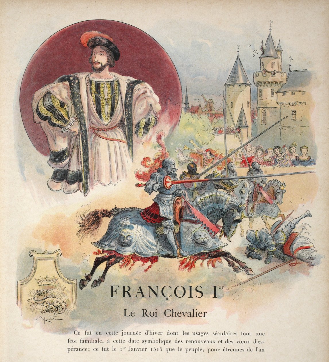 Frontispiece，&39;弗朗索瓦一世：国王骑士，由George G. Toudouze，酒吧。 1909年 作者 阿尔伯特·罗比达