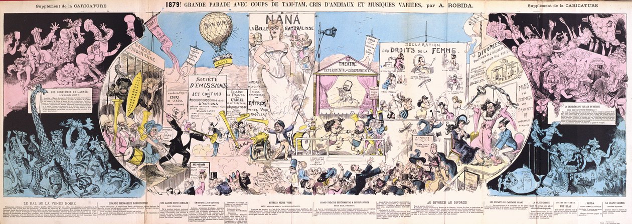 &39;Grande Parade&39;，1880年来自&39;La Caricature&39;的折叠卡通片 作者 阿尔伯特·罗比达