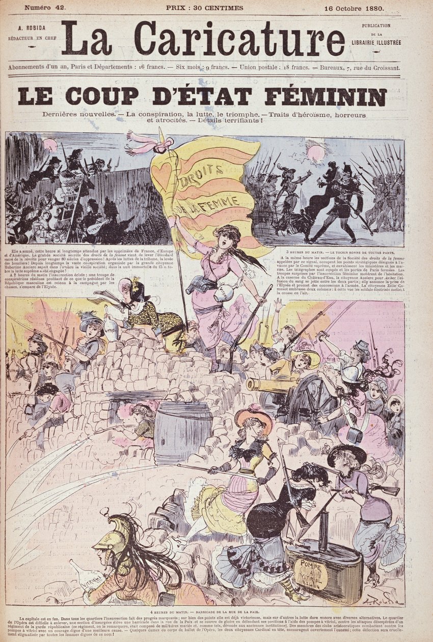 1880年10月，来自“漫画”的“女权主义政变” 作者 阿尔伯特·罗比达