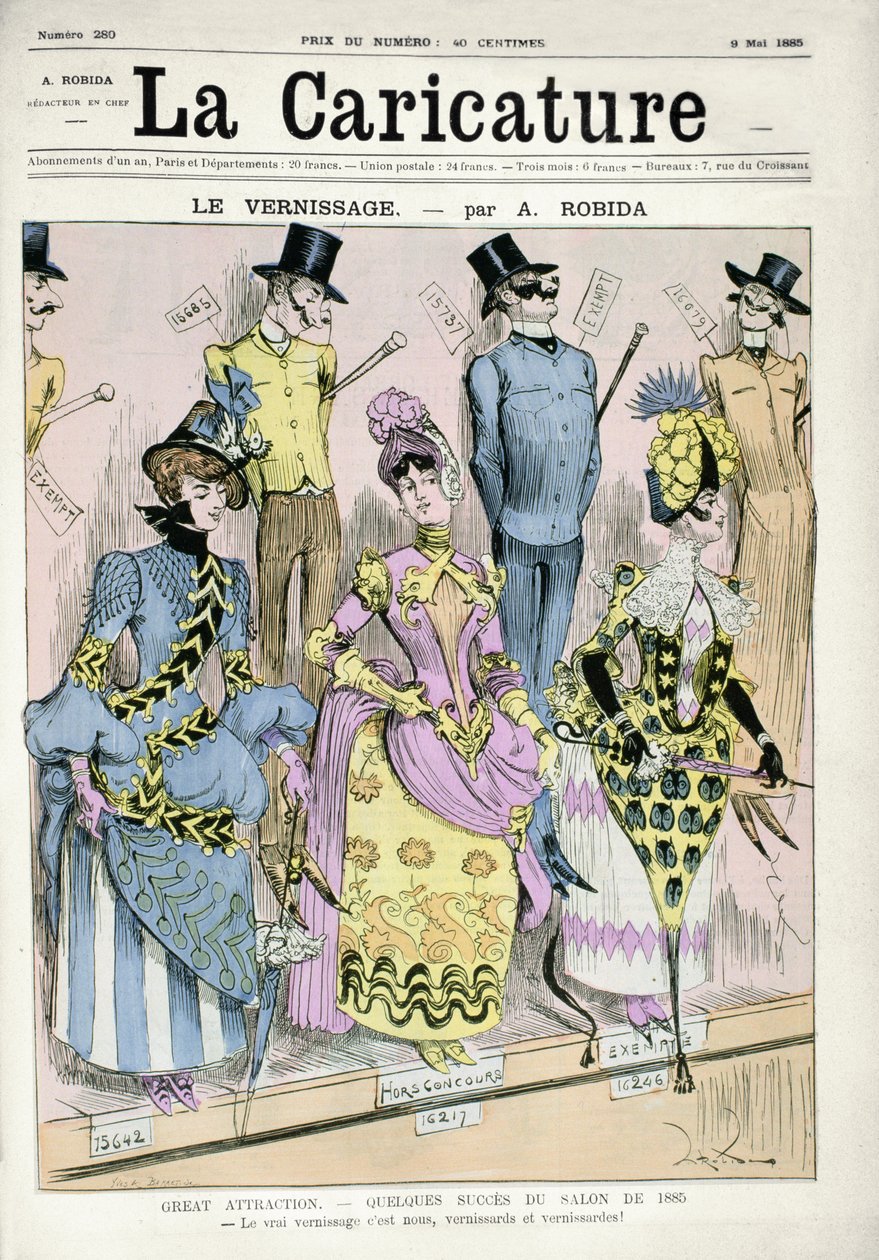 &39;上漆日&39;，涵盖&39;La Caricature&39;杂志，1885年5月9日（彩色版画） 作者 阿尔伯特·罗比达