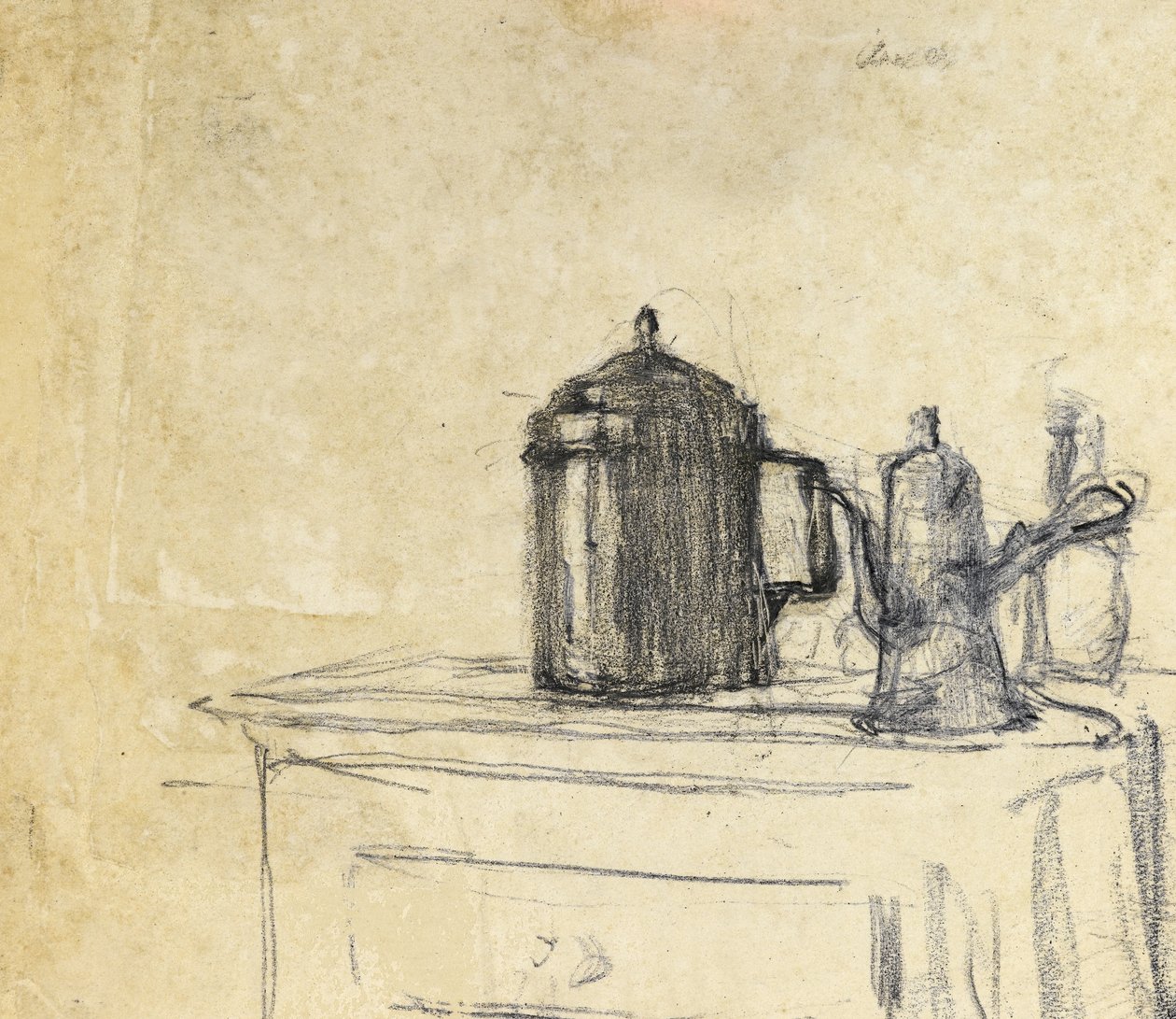 静物壶，1890年（纸上的黑色粉笔） 作者 阿尔伯特·德·贝勒罗什