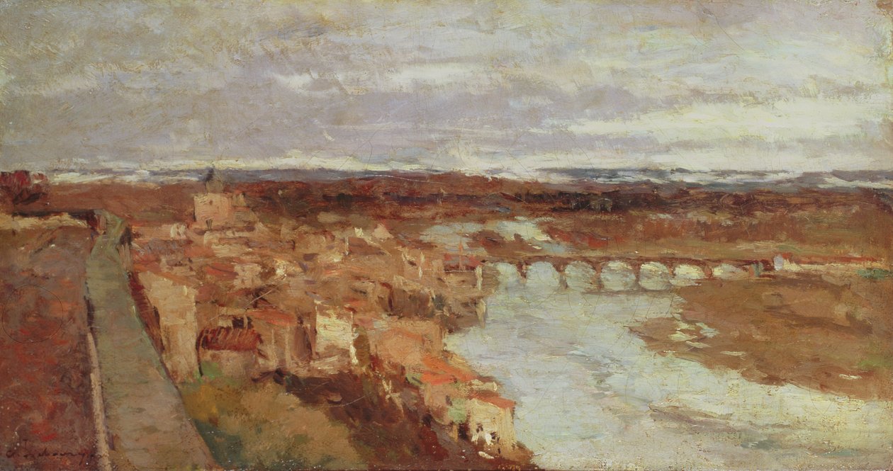 Pont-du-Chateau镇的看法，c.1895 作者 阿尔伯特·查尔斯·勒伯格