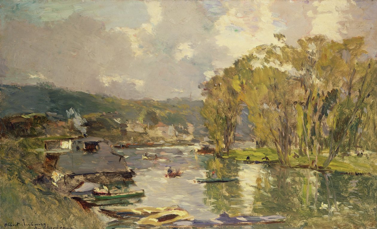 默东塞纳河沿岸，约 1893 年（布面油画） 作者 阿尔伯特·查尔斯·勒伯格