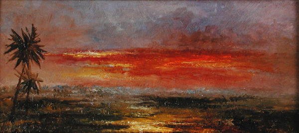 热带夕阳（纸上油画） 作者 阿尔伯特（后）古德温