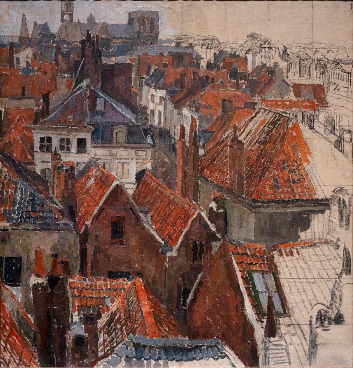 根特的屋顶（未完成版本），c.1920-22（布面油画） 作者 阿尔伯特·拜特森