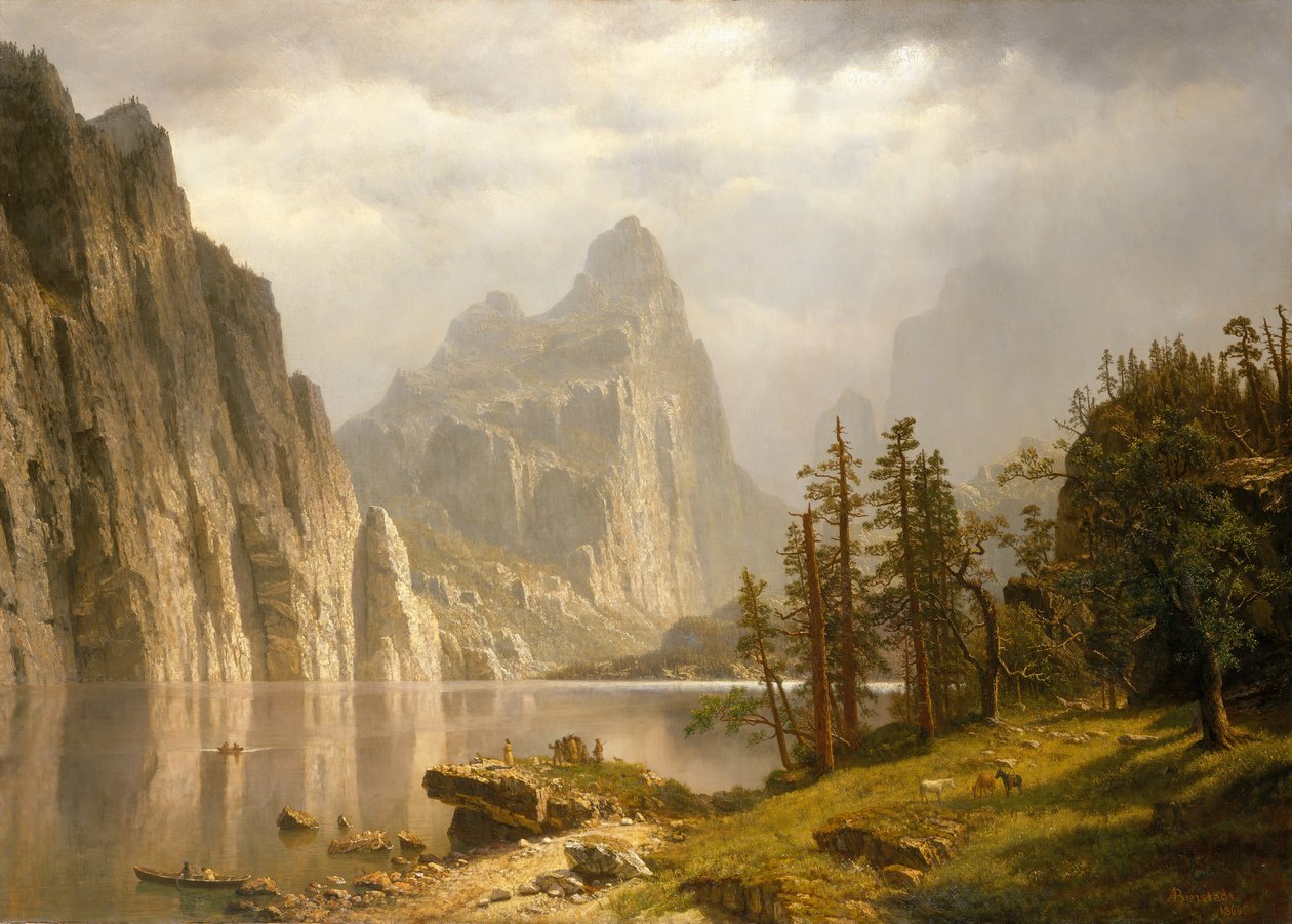 优胜美地山谷的默塞德河（Merced River），1866年。 作者 阿尔伯特·比尔施塔特