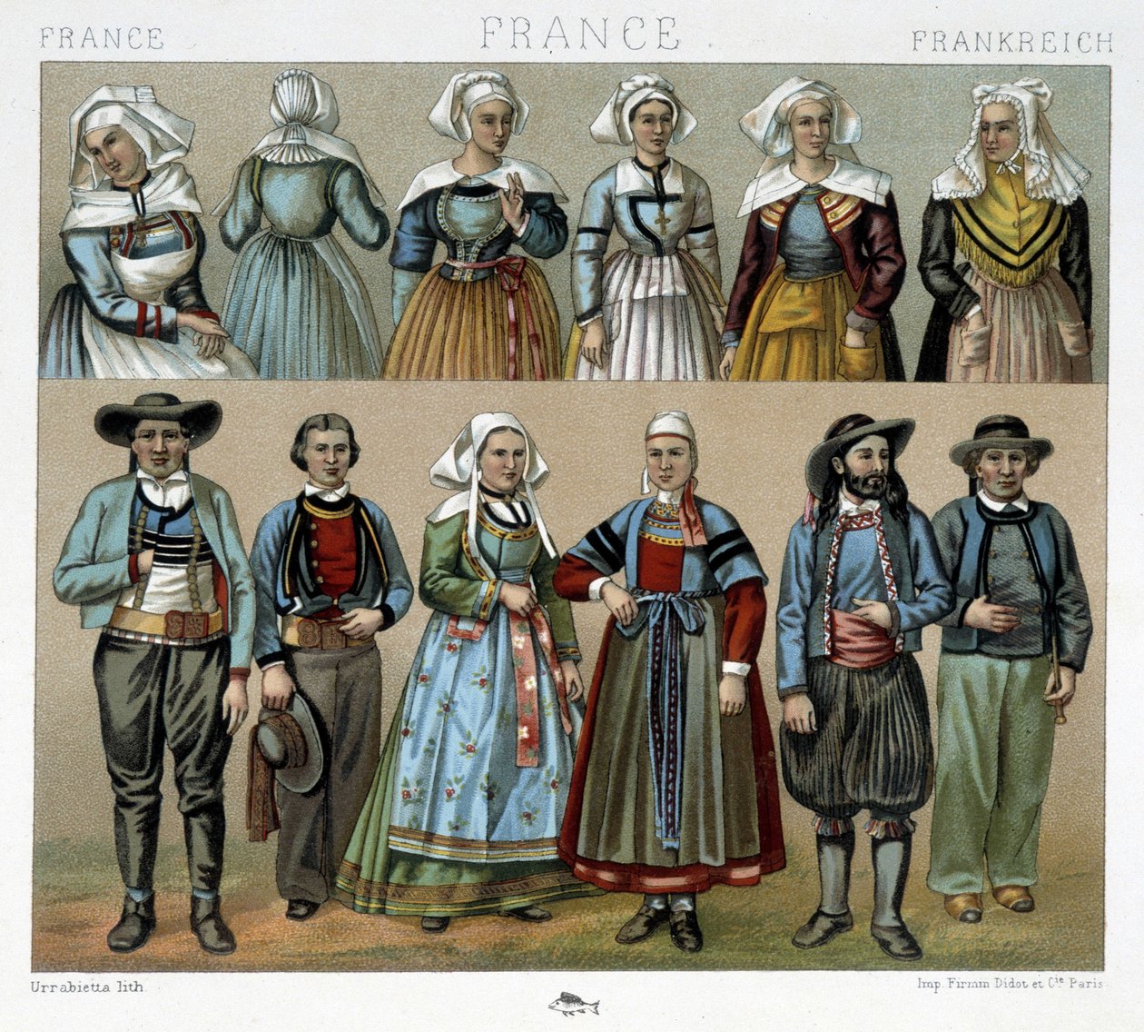 19世纪的布列塔尼服饰--在Racinet的 "Le costume ancien et historique "中 作者 阿尔伯特·查尔斯·奥古斯特·拉西内