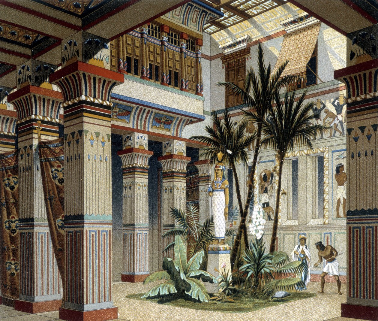 Egyptian Palace in “” The historical costume”” by Racquet 1888 作者 阿尔伯特·查尔斯·奥古斯特·拉西内