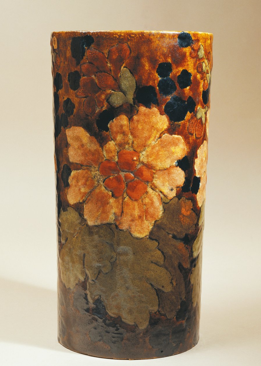花瓶，阿尔伯特-达默斯的作品，炻器，带花饰 作者 阿尔伯特·丹莫斯