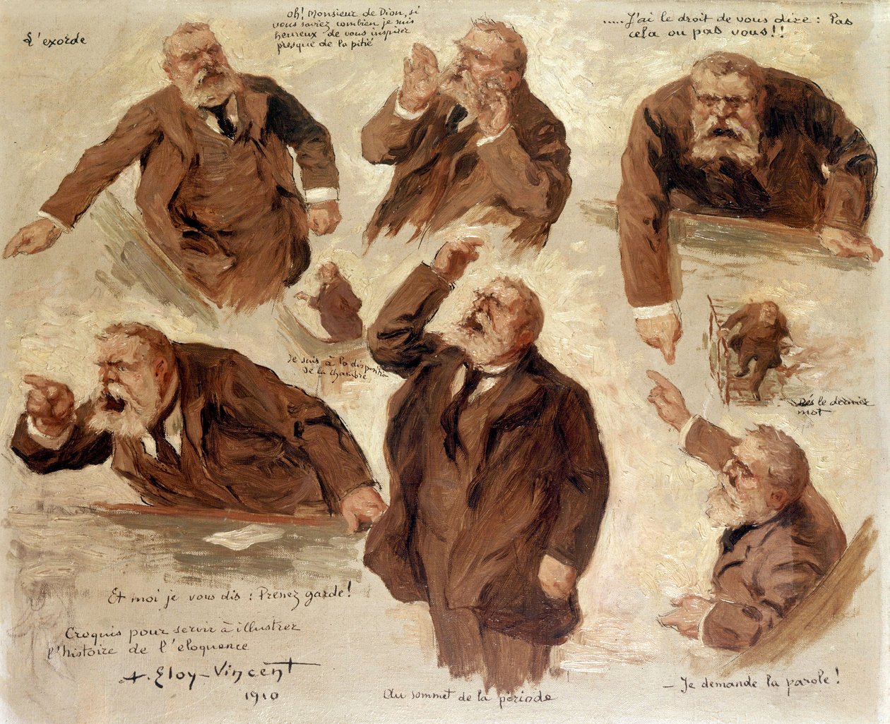 Jean Jaures的不同表达，1910年 作者 阿尔伯特·埃洛伊·文森特