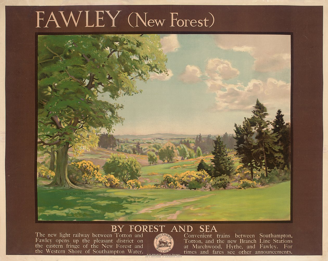 Fawley（新森林），南方铁路广告海报（彩色石版画） 作者 阿尔伯特·乔治·佩瑟布里奇