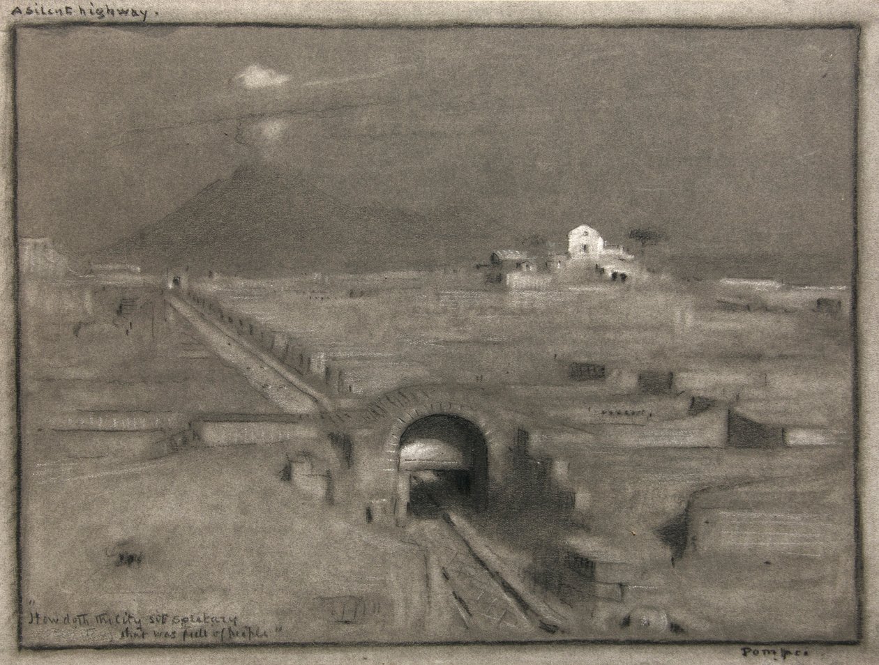 寂静的公路，庞贝，约 1904 年（水彩画） 作者 阿尔伯特·古德温