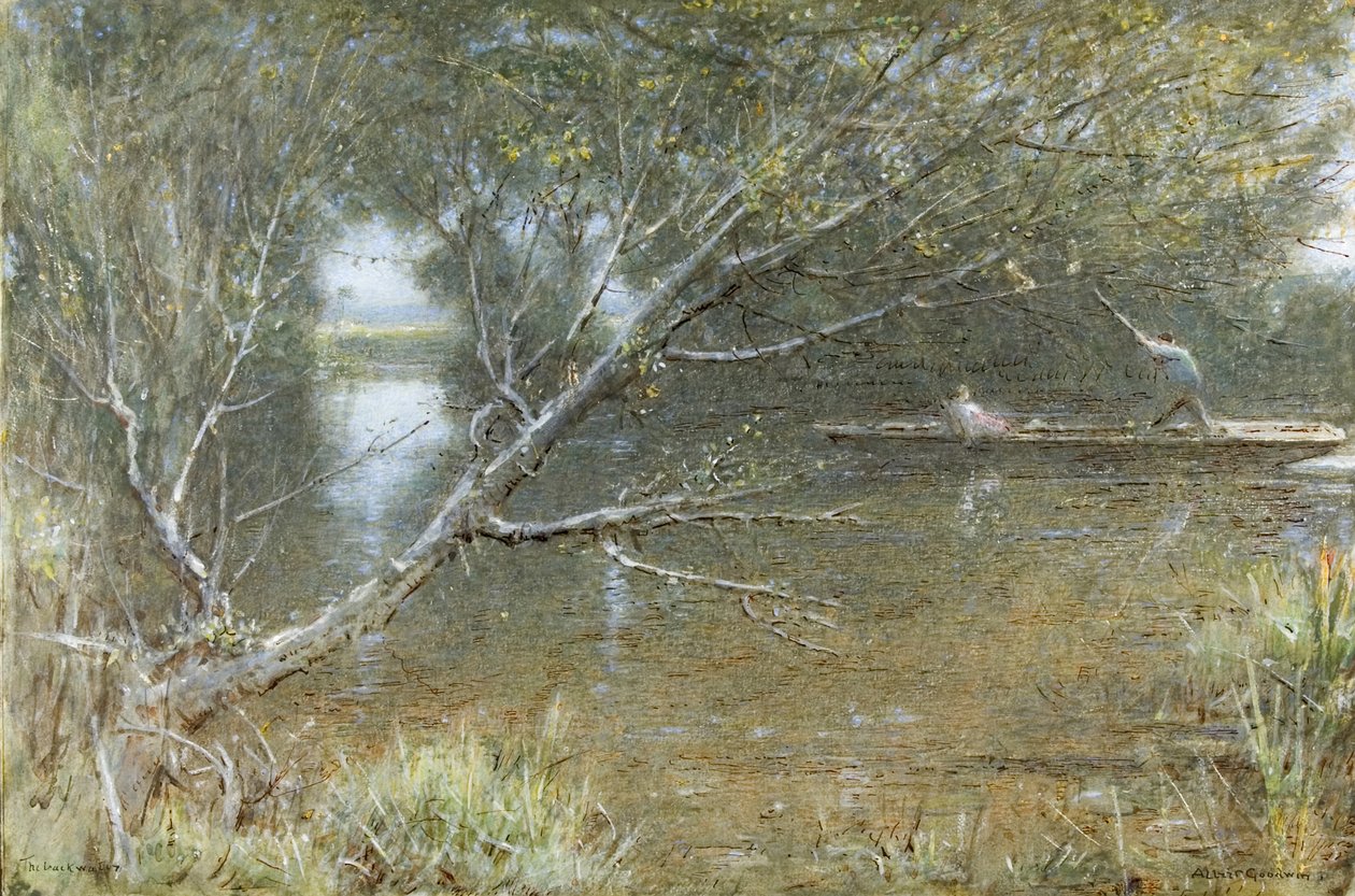 泰晤士河回水，c.1860-c.1932（水彩，人体彩绘，钢笔和纸上墨水） 作者 阿尔伯特·古德温