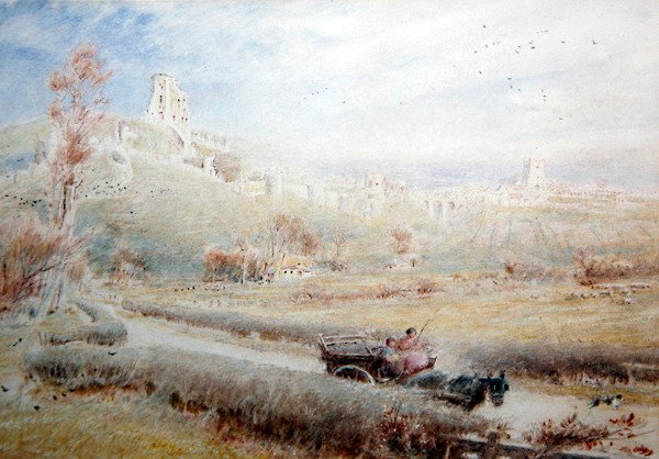 马和车，Corfe Castle 作者 阿尔伯特·古德温