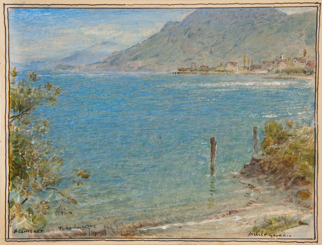 斯坦斯塔特卢塞恩湖，约 1888 年（水彩画） 作者 阿尔伯特·古德温