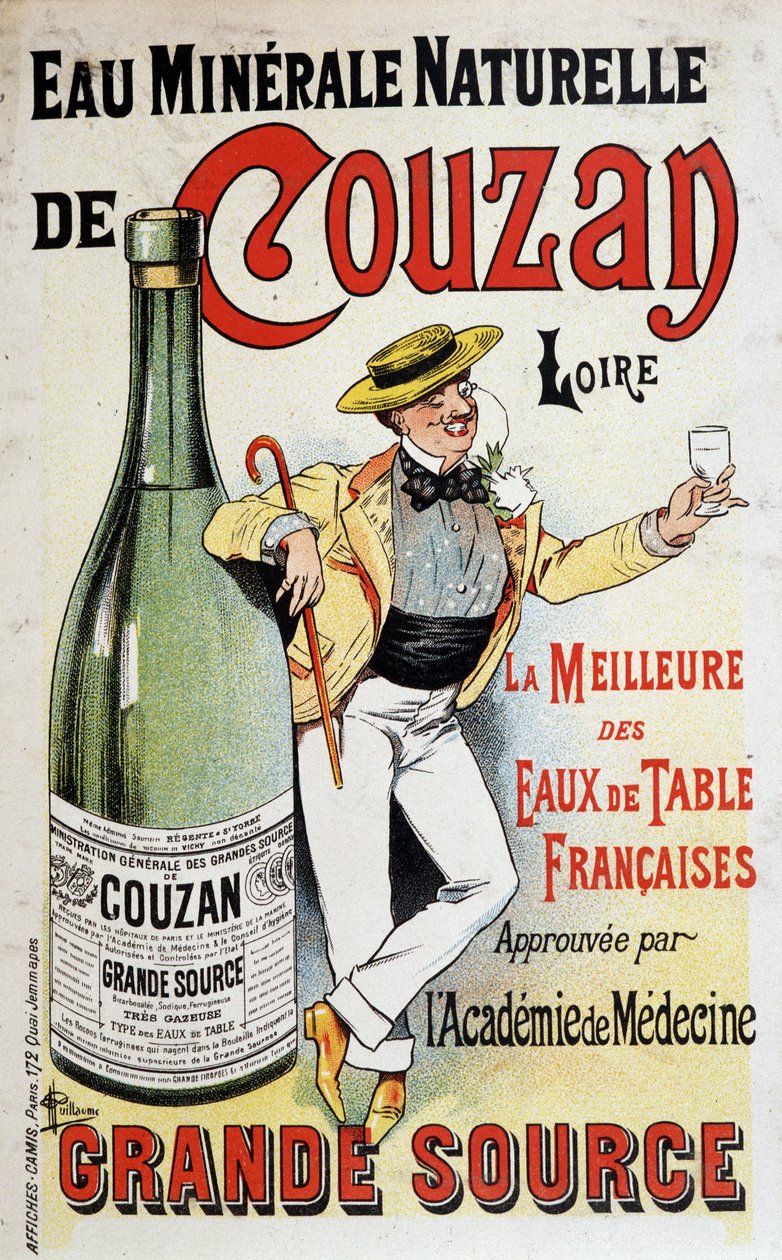 Advertising for the mineral water of Couzan - by Albert Guillaume (1873-1942), v.1895 作者 阿尔伯特·纪尧姆