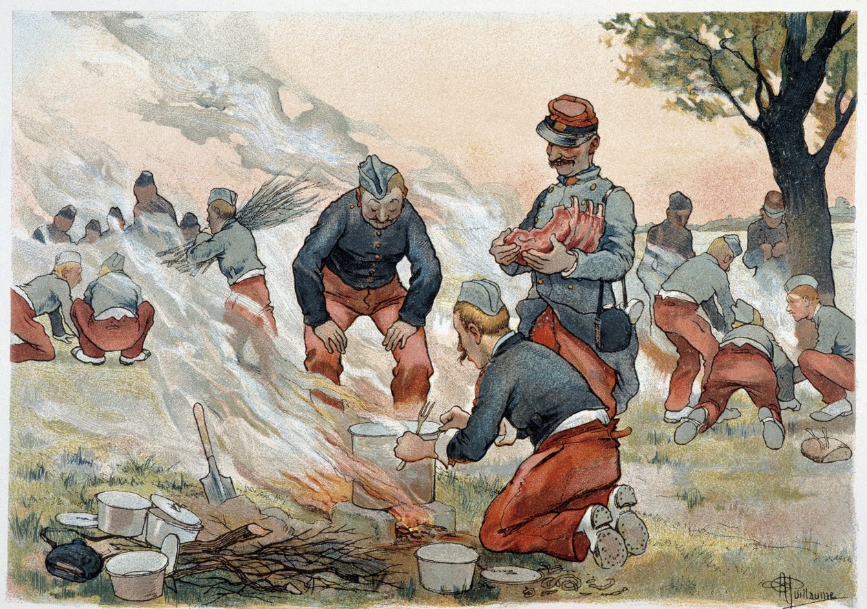 La Popote - 在阿尔伯特纪尧姆（1873-1942）的““军事专辑”中，约。 1900 作者 阿尔伯特·纪尧姆