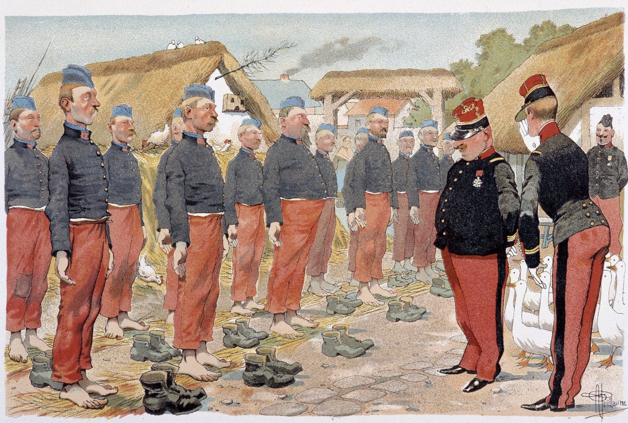La revue des pieds - in “” Album militaire”” by Albert Guillaume (1873-1942), ca. 1900 作者 阿尔伯特·纪尧姆