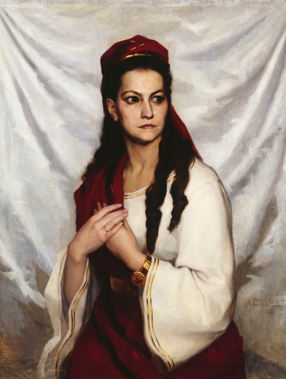女演员Hedvig Charlotta Raa-Winterhjelm的画像，1838年至1907年，1876年。 作者 阿尔伯特·古斯塔夫·阿里斯蒂德·埃德尔费尔特