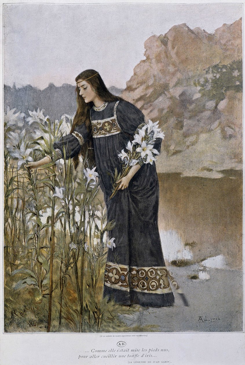 A woman blows iris - by Lynch, early 20th century 作者 阿尔伯特·林奇