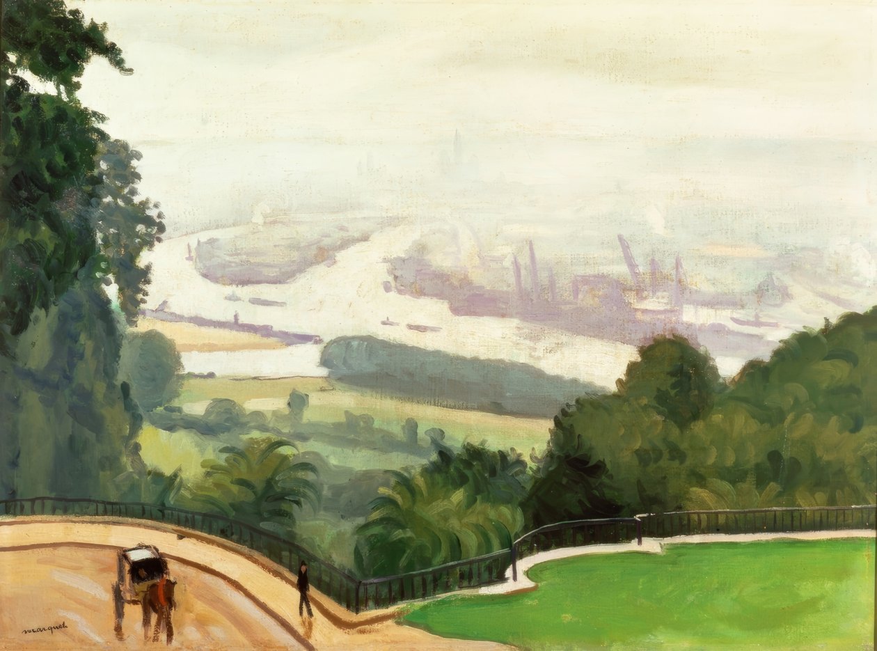 阿尔伯特·马奎特（Albert Marquet）-鲁昂港（Rouen Harbour），油画 作者 阿尔伯特·马尔凯