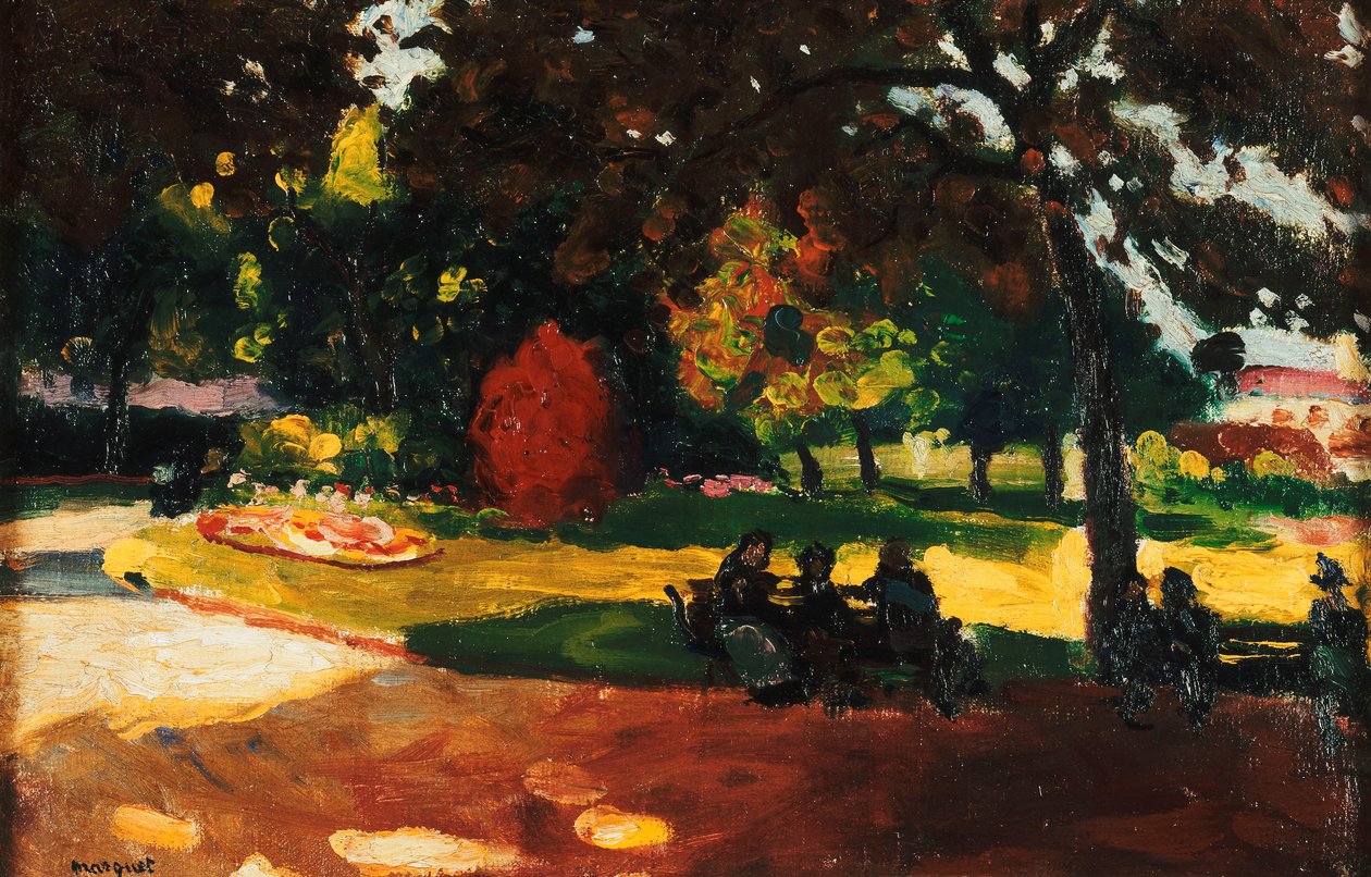 公园里；Au Jardin Public，约 1904 年（布面油画） 作者 阿尔伯特·马尔凯