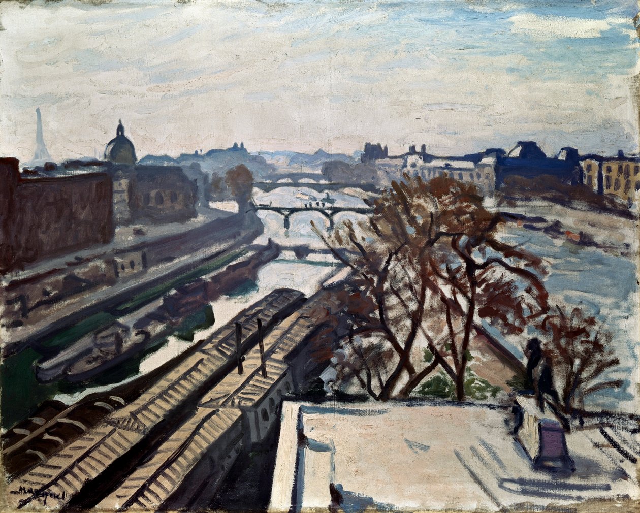 塞纳河景观和亨利四世雕像，c1906。 作者 阿尔伯特·马尔凯